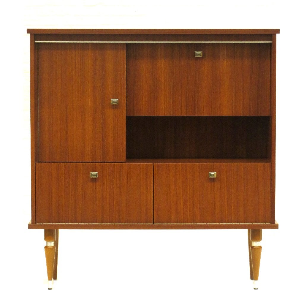 Vintage mid century highboard dressoir boekenkast in teak, Huis en Inrichting, Met deur(en), Ophalen of Verzenden, Zo goed als nieuw