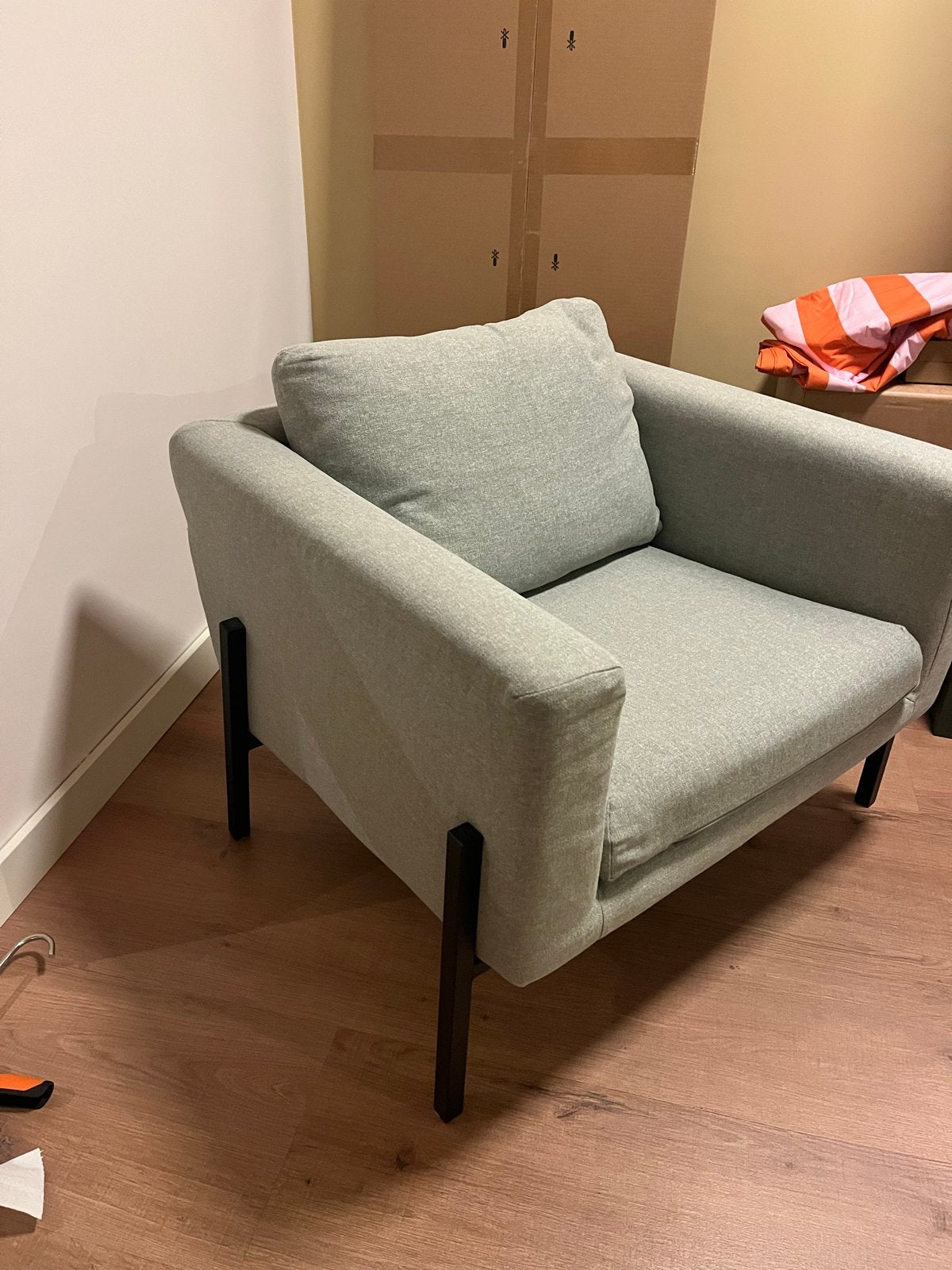 2x IKEA KOARP Fauteuil Gunnared middengrijs/zwart, Huis en Inrichting, Ophalen, Zo goed als nieuw, Stof, 75 tot 100 cm