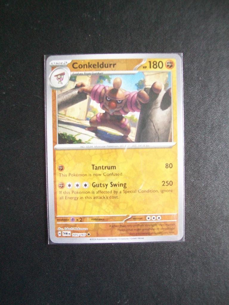 2237. Nieuwe Pokemon Kaart holofoil CONKELDURR HP180 105/167, Verzenden, Nieuw, Losse kaart, Foil