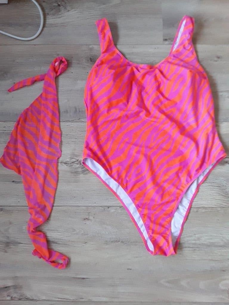 Shein Curve Roze/Oranje Badpak Met Zebraprint Maat 3XL, Kleding | Dames, Nieuw, Badpak, Ophalen of Verzenden, Roze