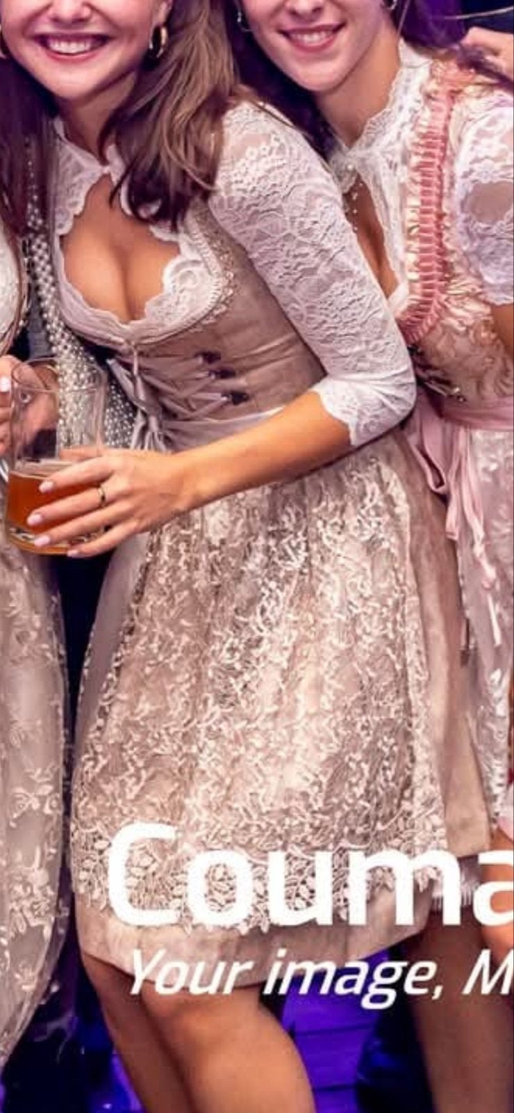 Dirndl met kant en schort - Krüger Madl, Kleding | Dames, Beige, Ophalen of Verzenden, Zo goed als nieuw, Knielengte