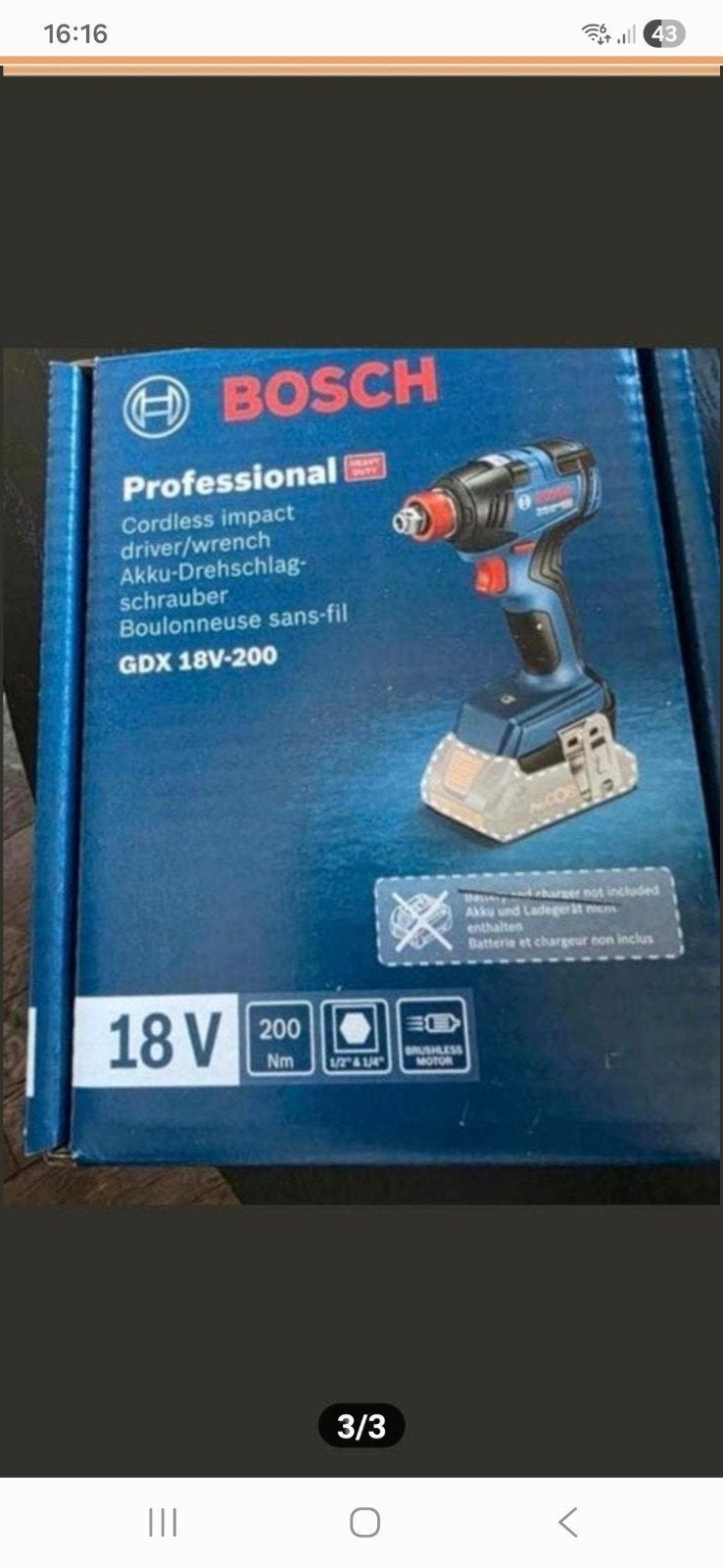 Bosch slagmoersleutel gdx18v 200 BODY NIEUW, Ophalen of Verzenden, Nieuw