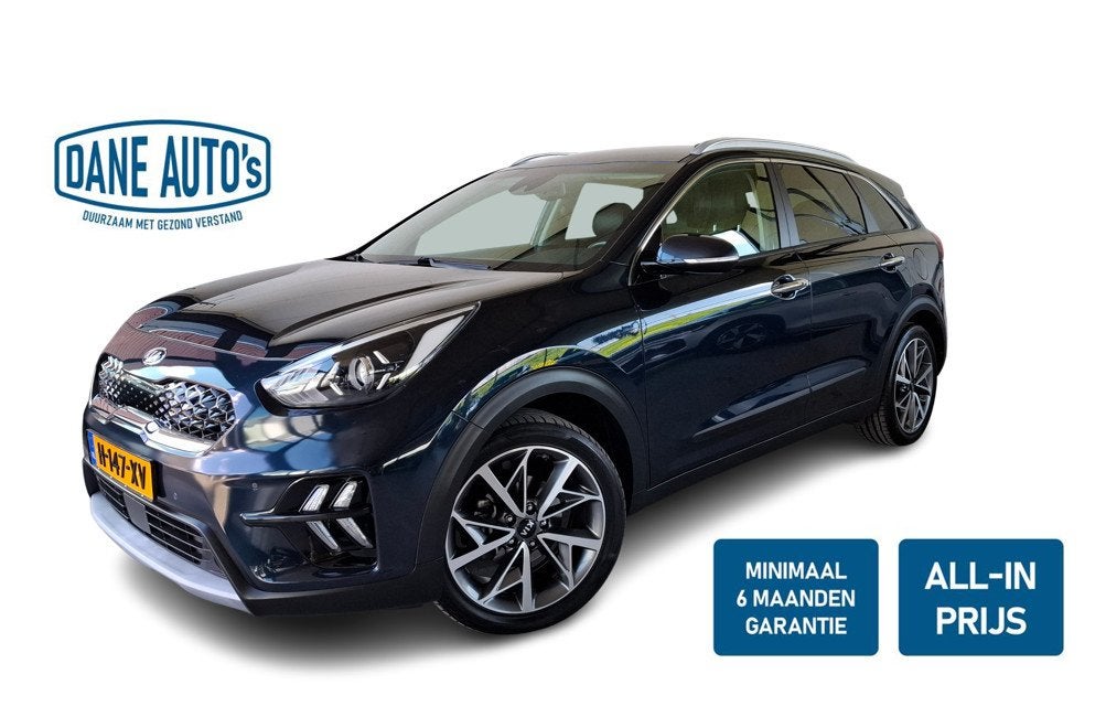 Kia Niro Hybrid DynamicPlusLine | 18 INCH - RIJKLAARPRIJS, Auto's, Gebruikt, Met garantie (alle), Blauw, Leder en Stof