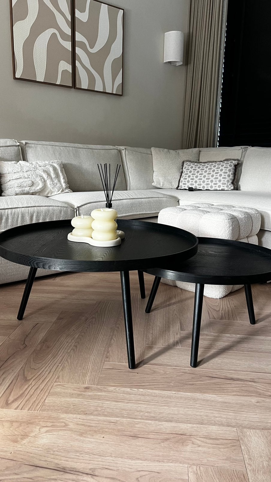 Salontafels zwart, Ophalen, Zo goed als nieuw, Rond, 50 tot 100 cm