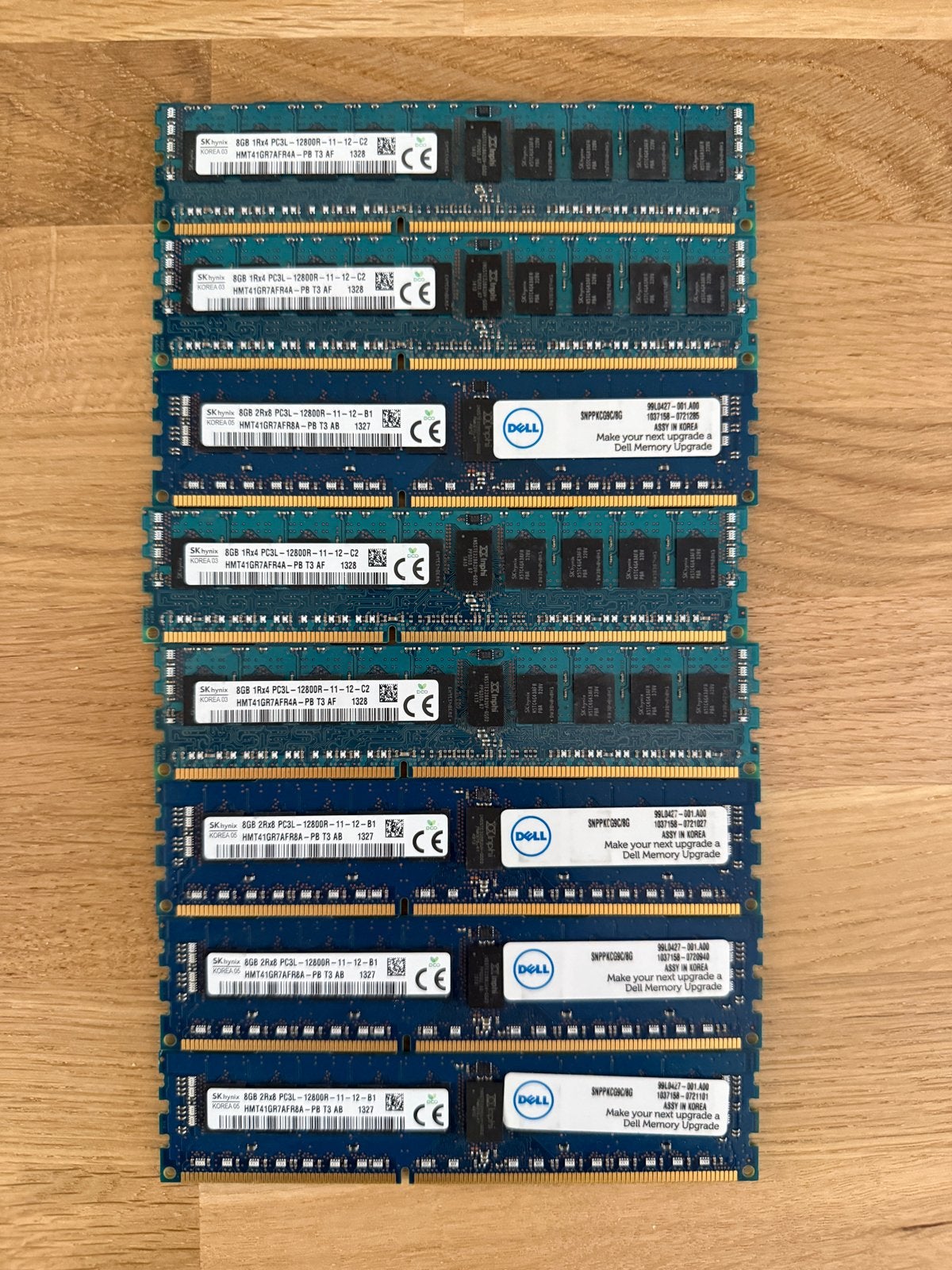 DELL RKR5J - 8GB 1Rx4 PC3L-12800R DDR3-1600MHz (8 stuks), Gebruikt, Server, 8 GB, DDR3