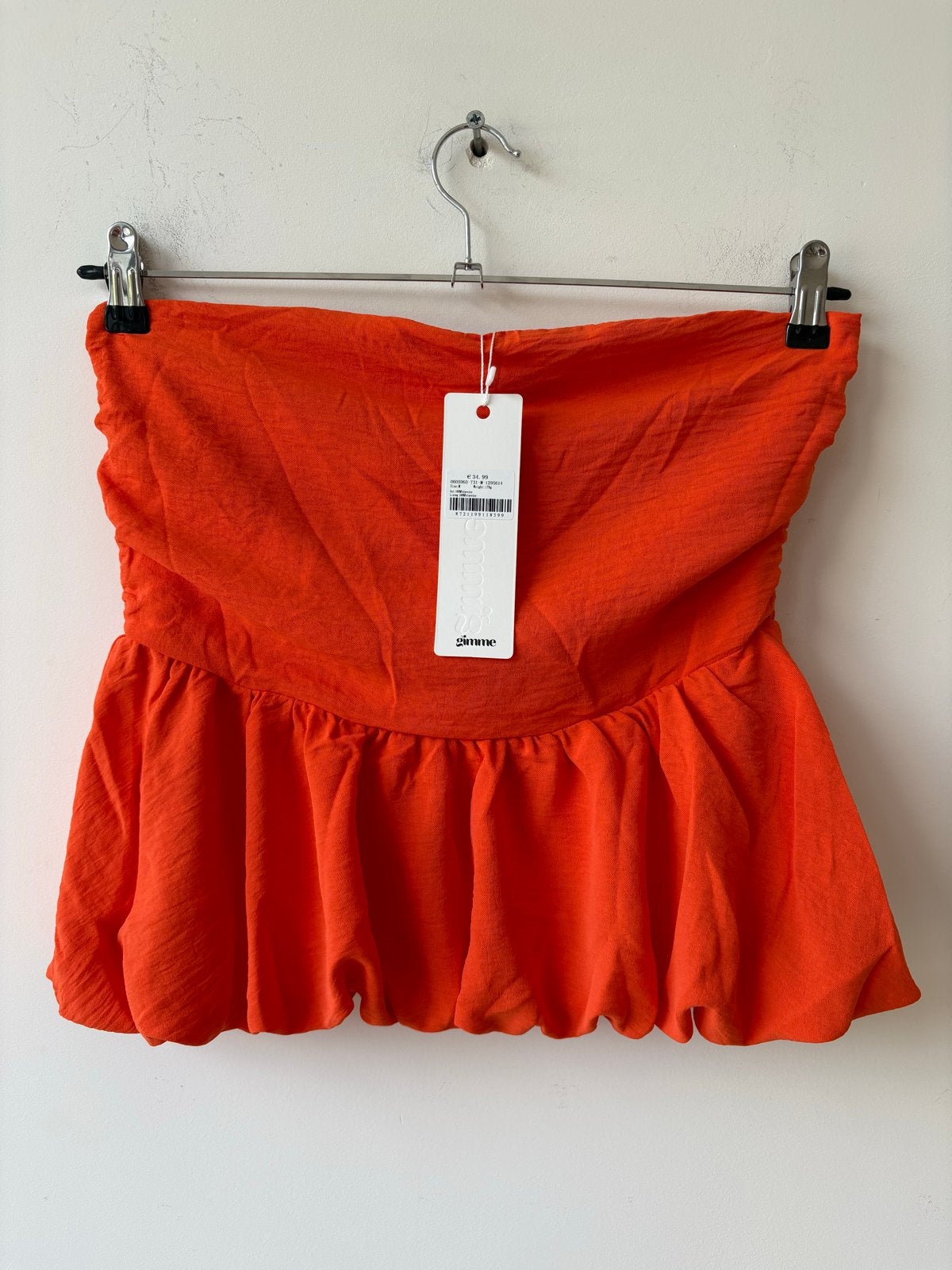 Oranje Strapless Peplum Top - Nieuw met prijskaartje, Maat 38/40 (M), Nieuw, Oranje, Ophalen of Verzenden