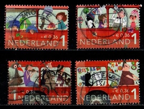 Nederland nr. 3473a, 3473c-d, 3473f Kinderzegels gestempeld, Verzenden, Na 1940, Gestempeld