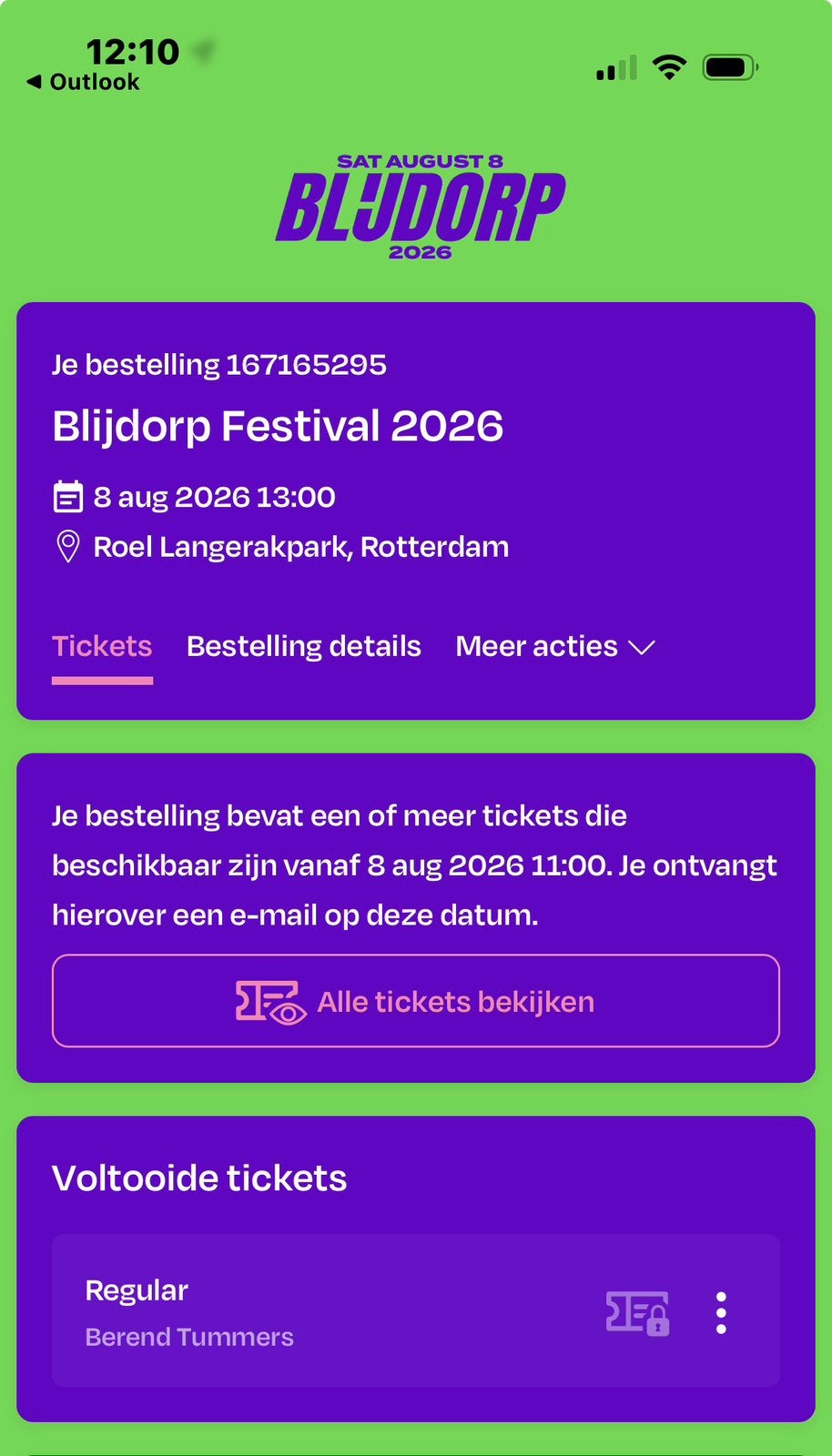 Blijdorp festival kaartje, Tickets en Kaartjes, Evenementen en Festivals, Eén persoon