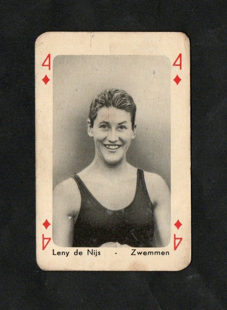 Speelkaart Leny de Nijs Zwemmen Hilversum., Verzamelen, Ophalen of Verzenden, Zo goed als nieuw