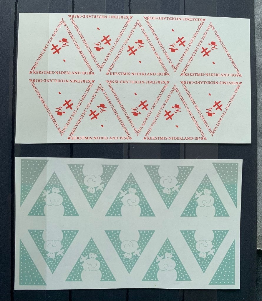 Sluitzegels tbc tuberculose '58 onget. mistanding kleurproef, Verzenden, Na 1940, Postfris