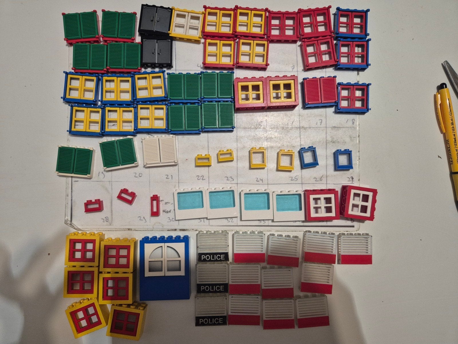 Lego vintage duplo ramen paneel town onderdelen shutter, Ophalen of Verzenden