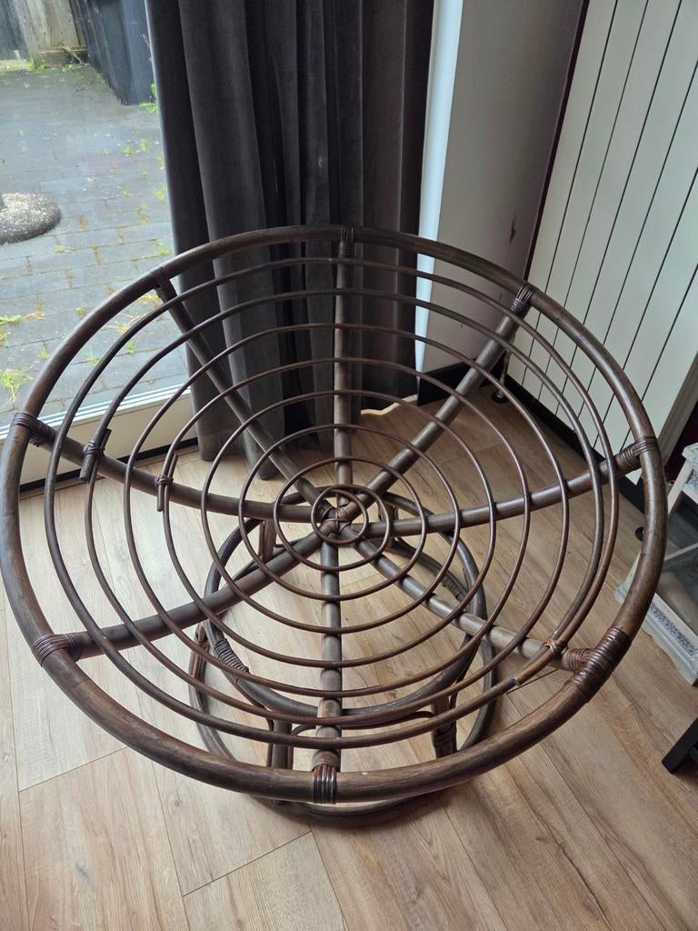 Papasan stoel met kussen - Rotan, comfortabel en stijlvol, Ophalen, Gebruikt, Bruin, Stof