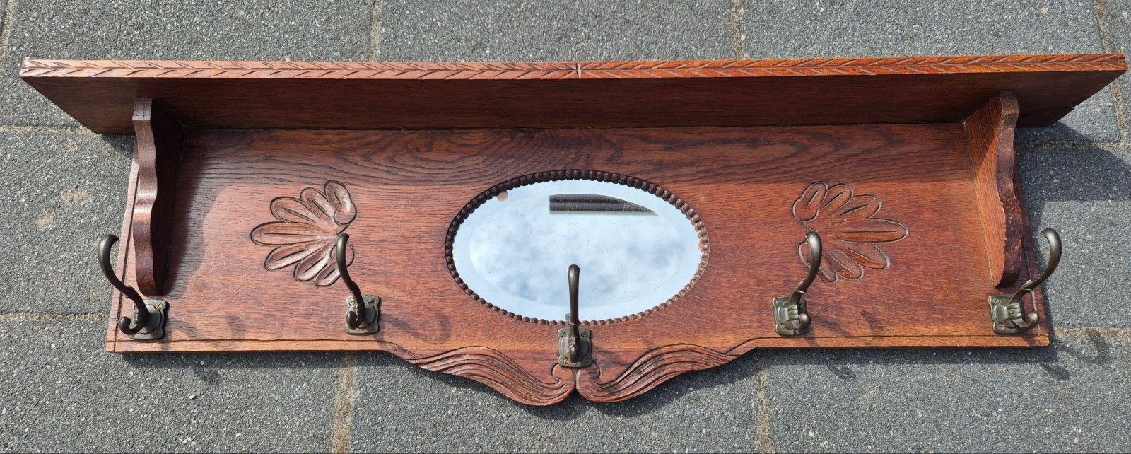 Antieke kapstok, heel mooi met rondom houtsnijwerk., Gebruikt, Minder dan 100 cm, Hout, Ophalen