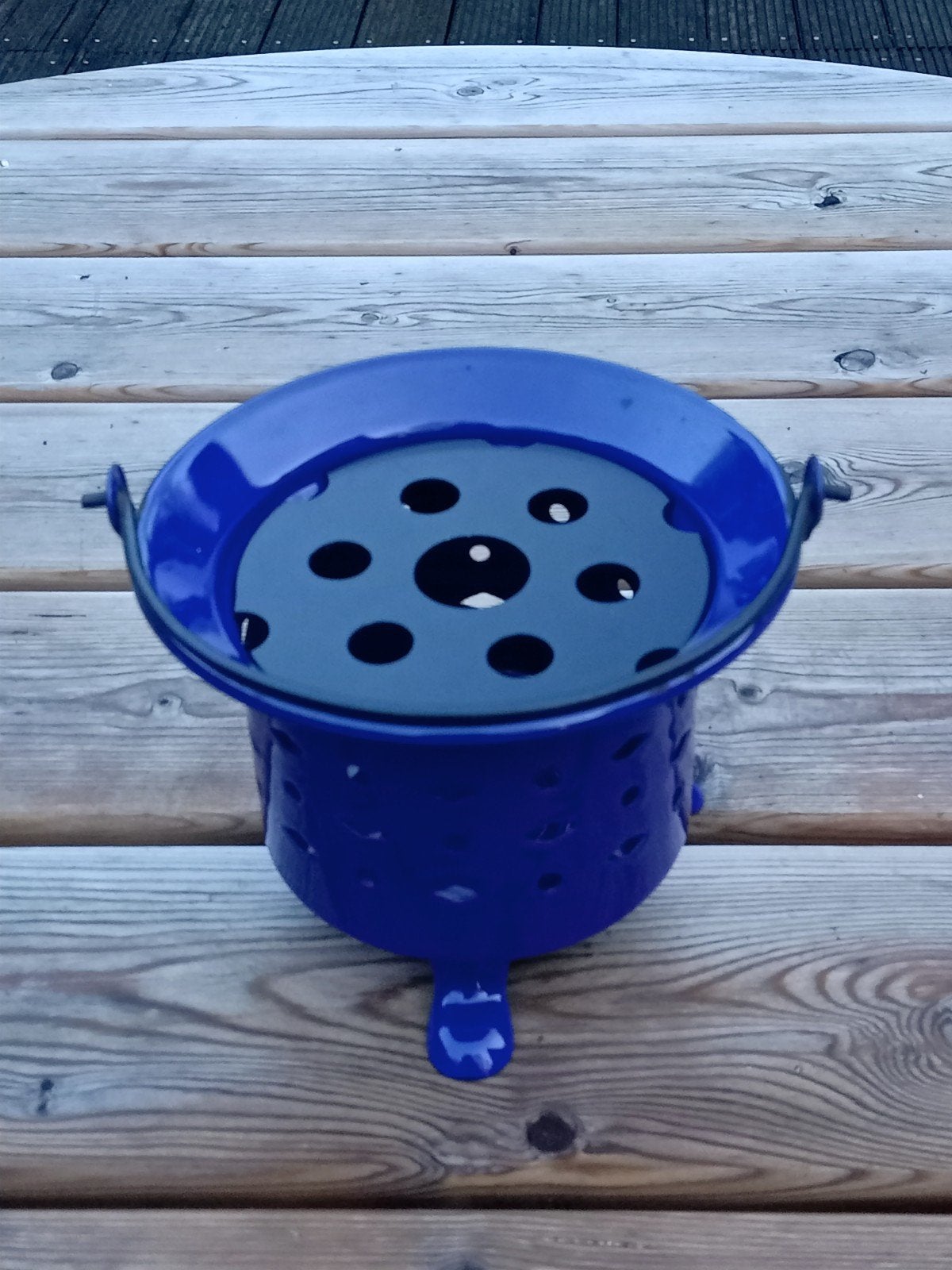 Vintage emaille theelicht donkerblauw, Ophalen of Verzenden