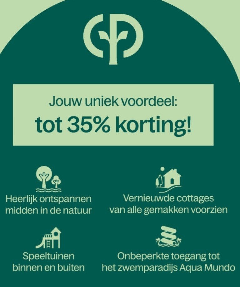 CENTERPARCS tot 35% KORTING, ook VAKANTIE 🙂 snelle reactie, Drie personen of meer, Kortingsbon, Bungalowpark
