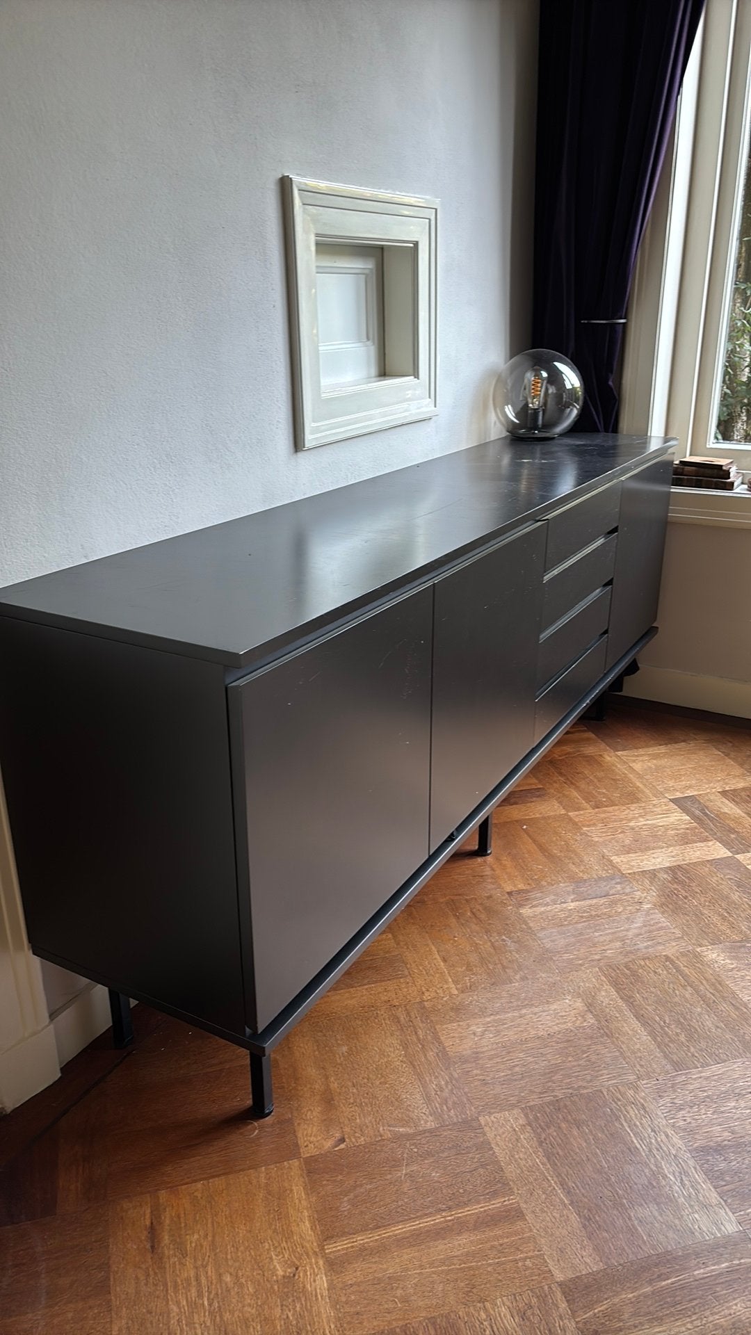Dressoir zwart  Banz Bord, Huis en Inrichting, Ophalen, Gebruikt, Vintage, 200 cm of meer