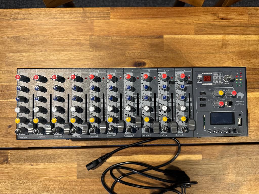 Mixer Omnitronic RM-1422FX USB Rack Mixer, Ophalen, Zo goed als nieuw, 10 tot 20 kanalen, Microfooningang
