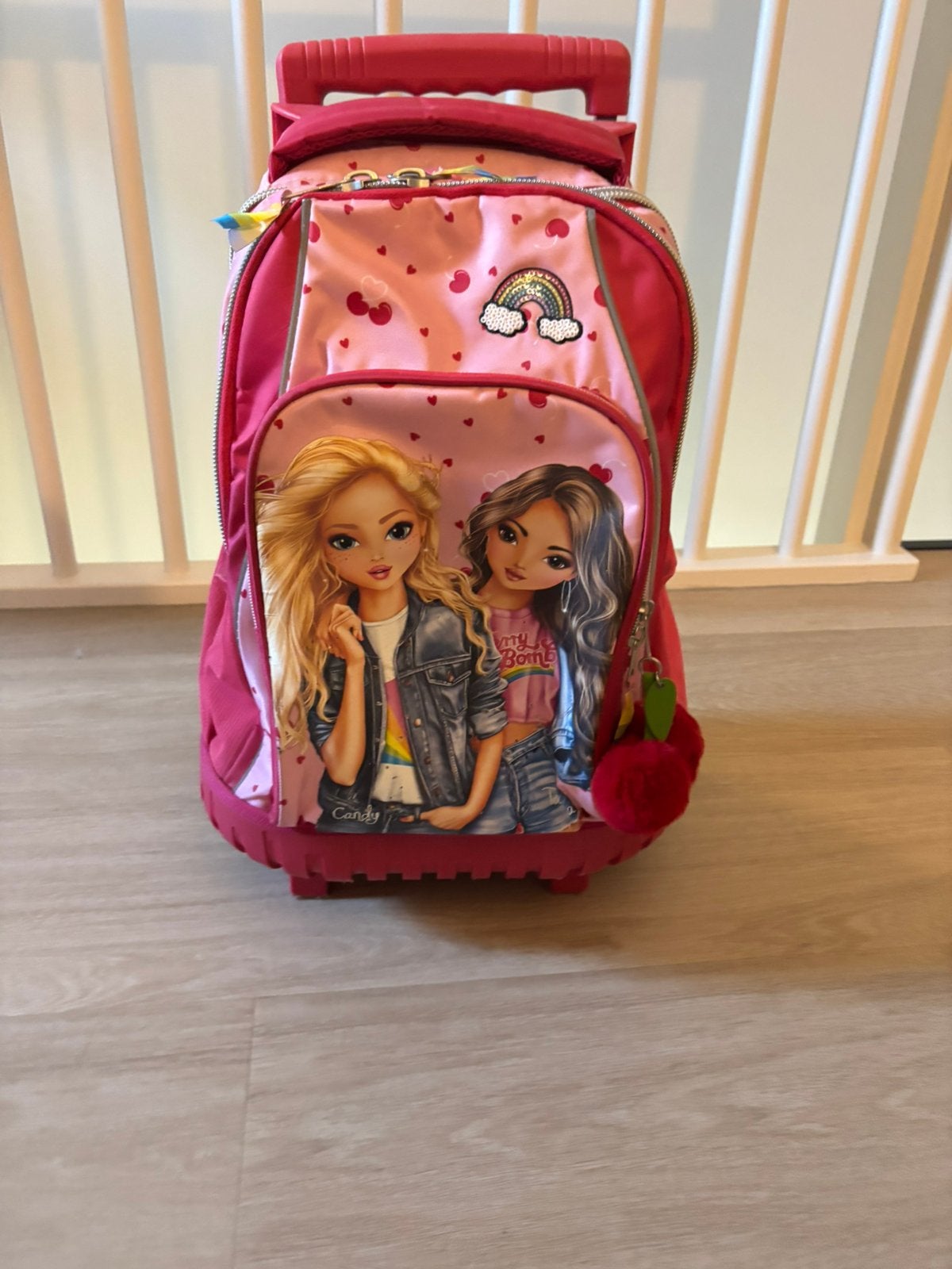 Topmodel tas/trolley roze/rood, Ophalen, Zo goed als nieuw, Rood, Rugtas