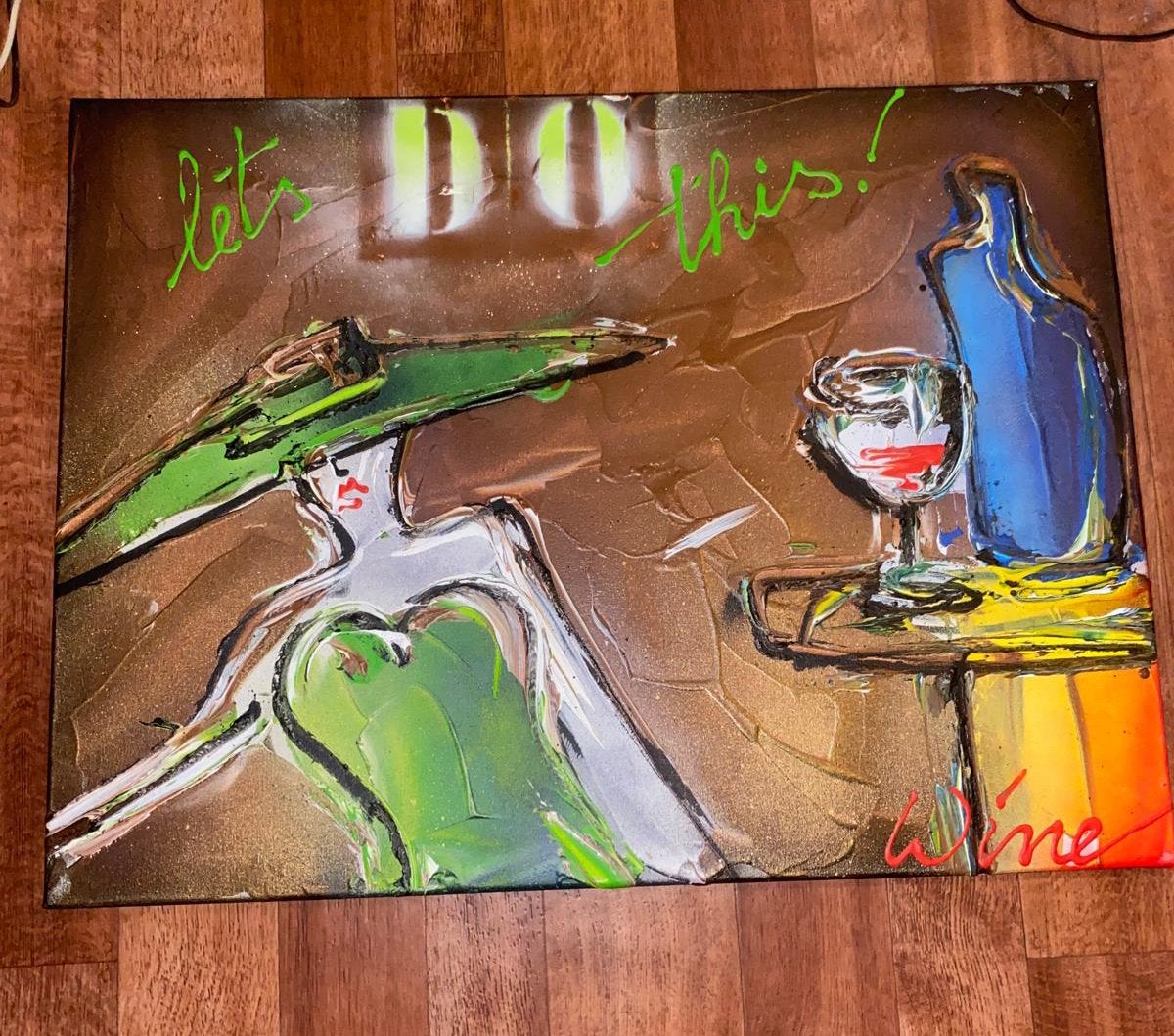Geoffrey wine orgineel popart schilderij wine art, Ophalen of Verzenden