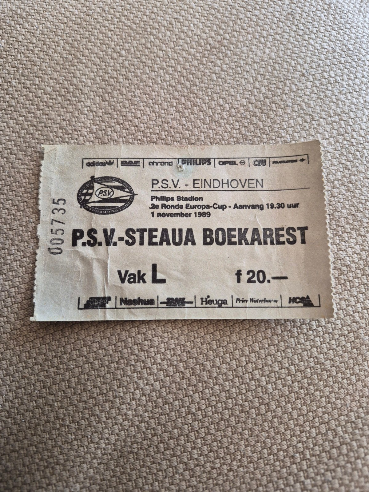 Ticket PSV - Steaua Boekarest, Ophalen of Verzenden, Gebruikt, PSV, Overige typen