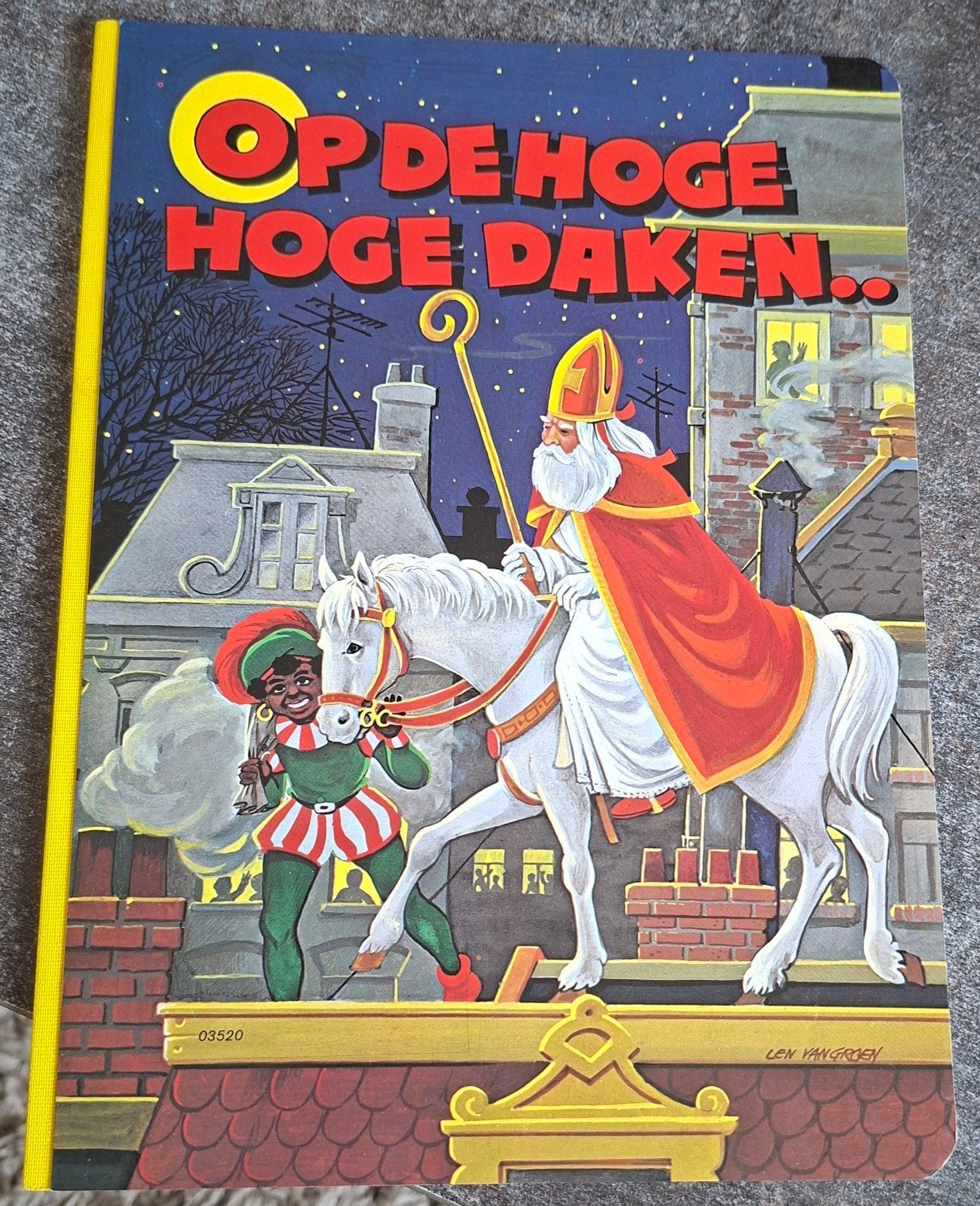 Op De hoge daken..( kartonnen boek) Vintage, Ophalen of Verzenden