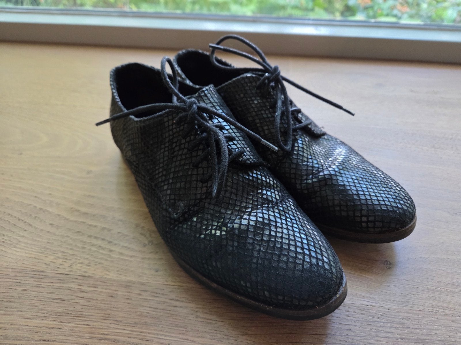 Zwarte Manfield veterschoenen maat 37, Schoenen met lage hakken, Zwart, Ophalen of Verzenden, Manfield