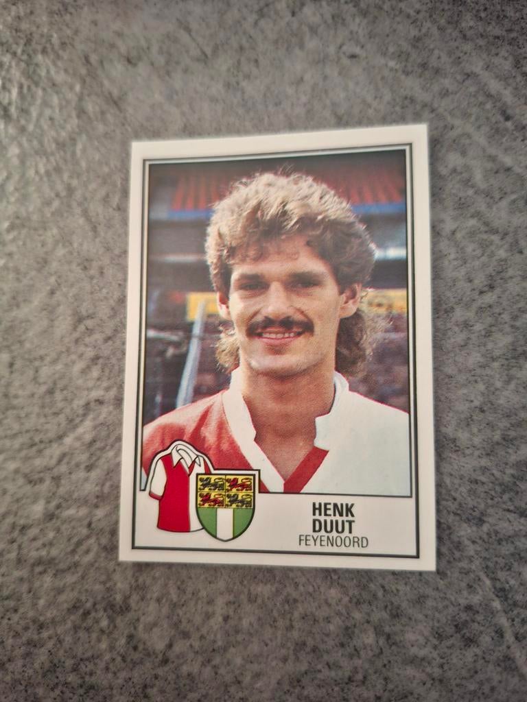 Panini sticker Voetbal 85. Speler Henk Duut Feyenoord., Verzenden, Zo goed als nieuw, Sticker