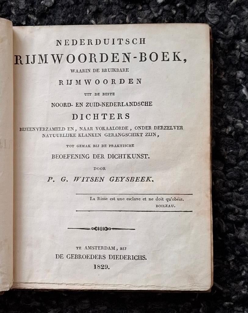 P. G. Witsen Geysbeek - Nederduitsch Rijmwoorden-boek - 1829, Boeken, Woordenboeken, Gelezen, Witsen Geysbeek, Ophalen of Verzenden