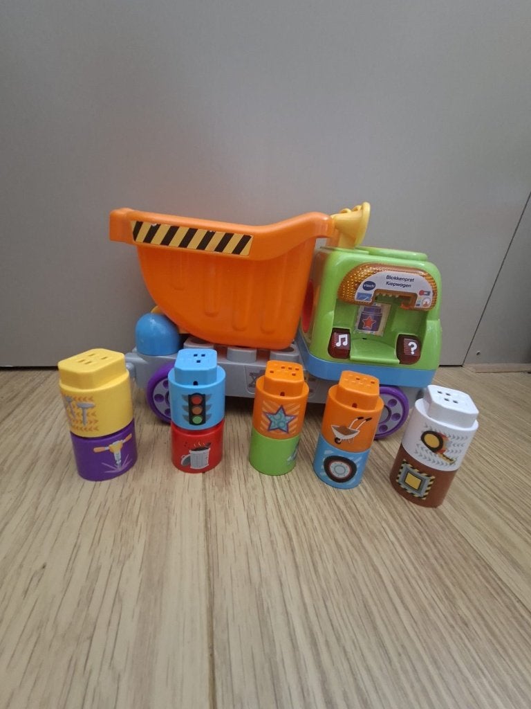 VTech Baby Blokkenpret Kiepwagen, Kinderen en Baby's, Speelgoed | Vtech, Ophalen of Verzenden, Zo goed als nieuw, 6 maanden tot 2 jaar