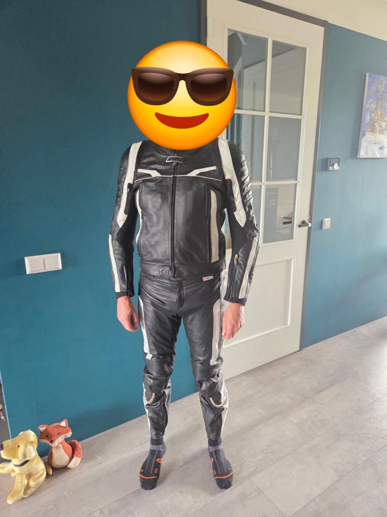 Evolution 2-delig leren motorpak - Broek 52, Jas 54, Motoren, Kleding | Motorkleding, Combipak, Heren, Tweedehands, Ophalen of Verzenden