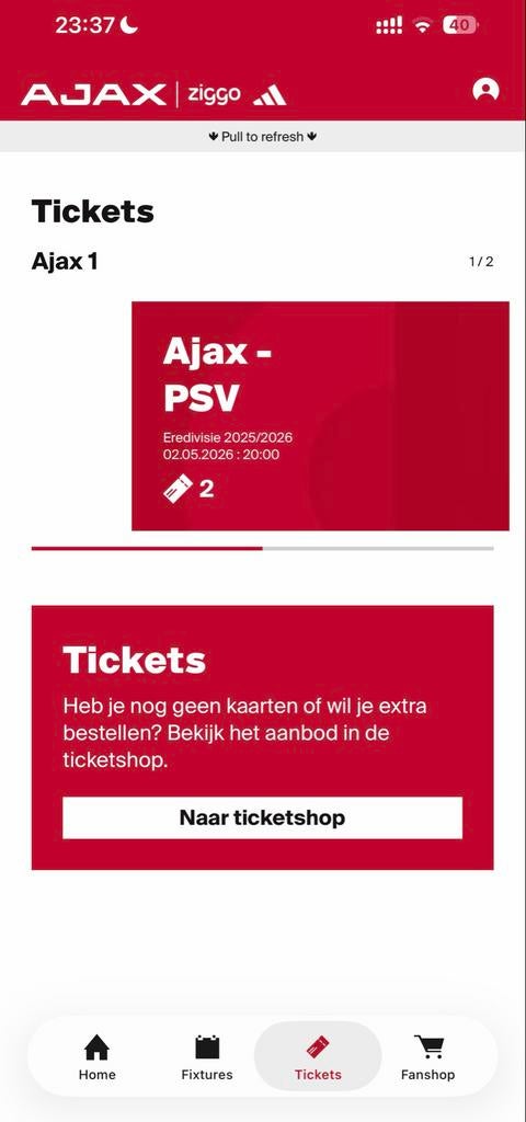 2 top tickets Ajax PSV Vak 119, Twee personen, Februari