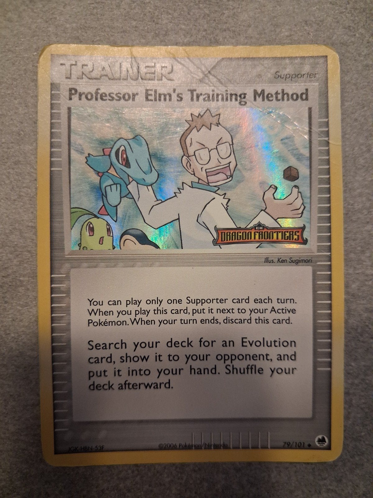 Professor Elm's Training Method (Holo) - Pokémon Kaart, Ophalen of Verzenden, Gebruikt, Losse kaart, Foil
