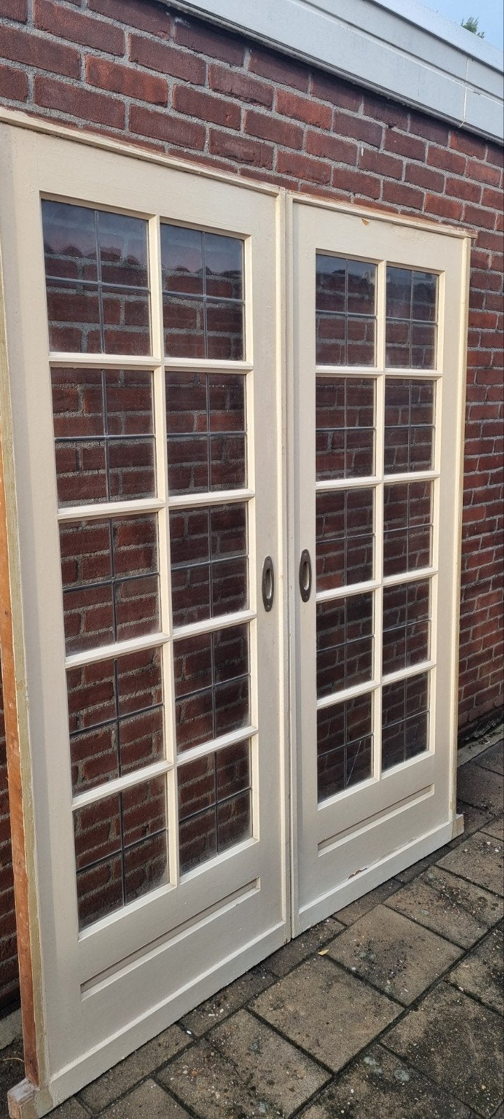Oude set ensuite schuifdeuren met glas in lood., Ophalen