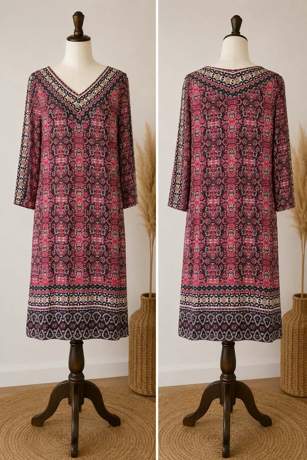 Promod dames jurk – maat M/L (38/40) – bohemian print, Kleding | Dames, Maat 38/40 (M), Meerkleurig, Gedragen, Boven de knie