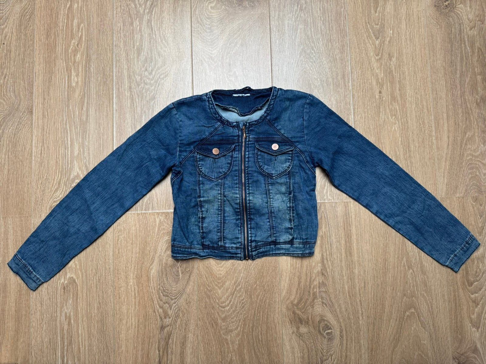 Name it meisjes spijkerjasje blauw maat 146, Ophalen of Verzenden, Gebruikt, Meisje, Jas
