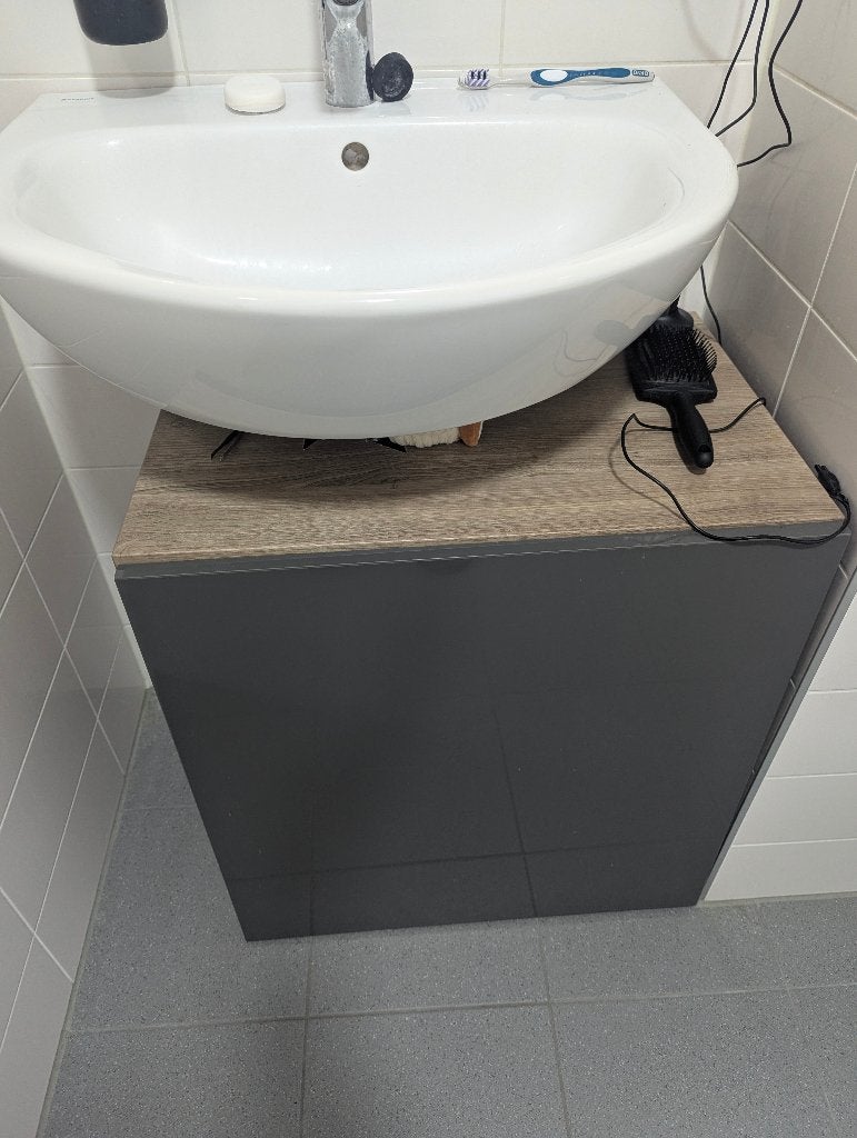 Badkamer onderkast voor wastafel - Grijs / Hout, Ophalen, Gebruikt, 50 tot 100 cm, Minder dan 100 cm