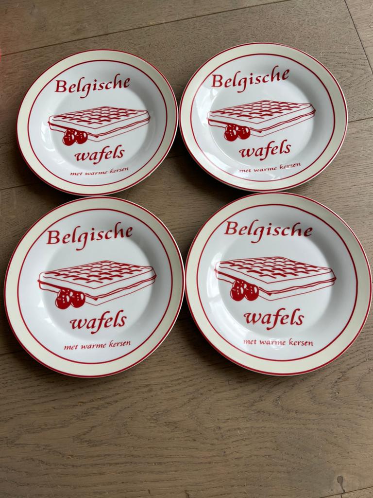 Luxe giftset porseleinen bordjes Belgische wafels 19cm., Nieuw, Ophalen of Verzenden, Bord(en), Overige stijlen