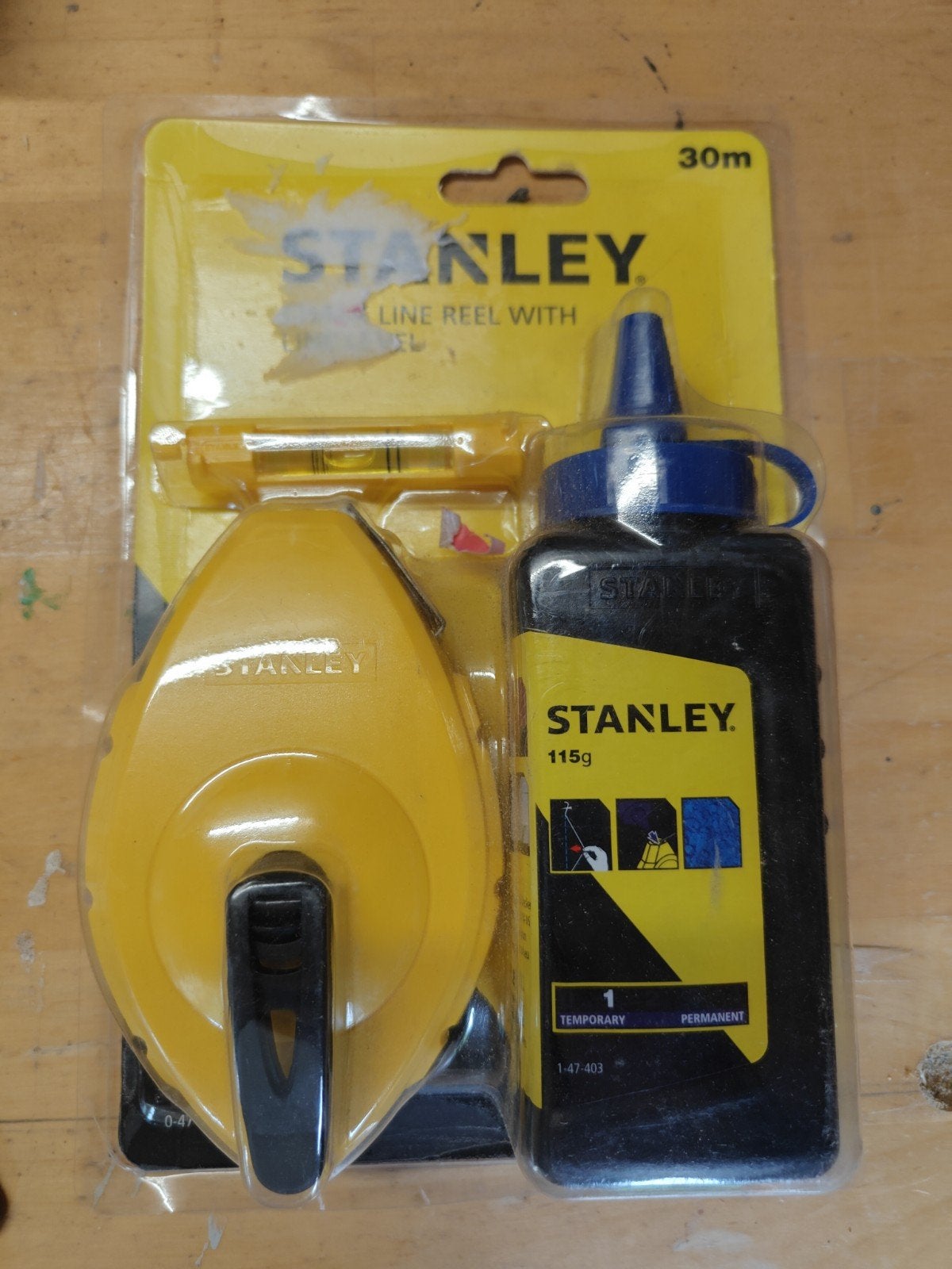 Stanley lijnmolen met waterpas en blauw krijt 30m, Ophalen, Nieuw