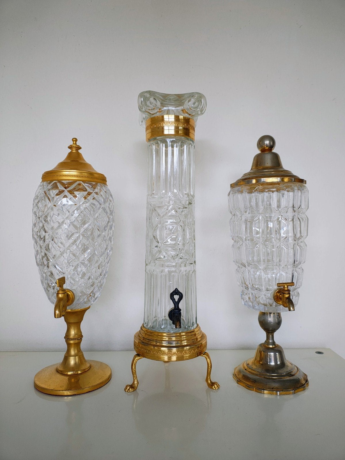 Set van 3 Vintage Glazen Drankdispensers met Kraan, Antiek en Kunst, Verzenden