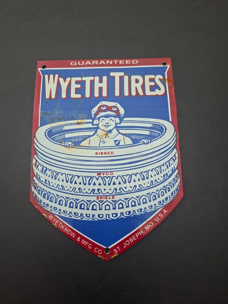 Emaille Wyeth tires bord, Ophalen of Verzenden, Auto's