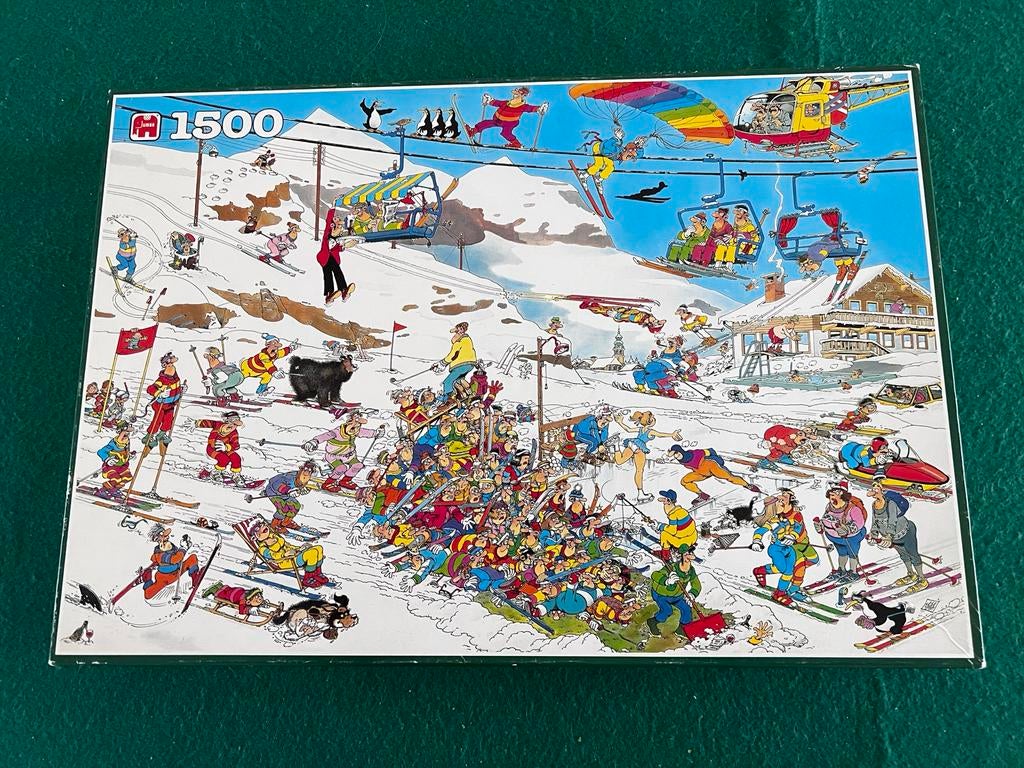 Jan van Haasteren puzzel 1500 stukjes - Wintersport, Ophalen of Verzenden, 500 t/m 1500 stukjes, Gebruikt, Legpuzzel