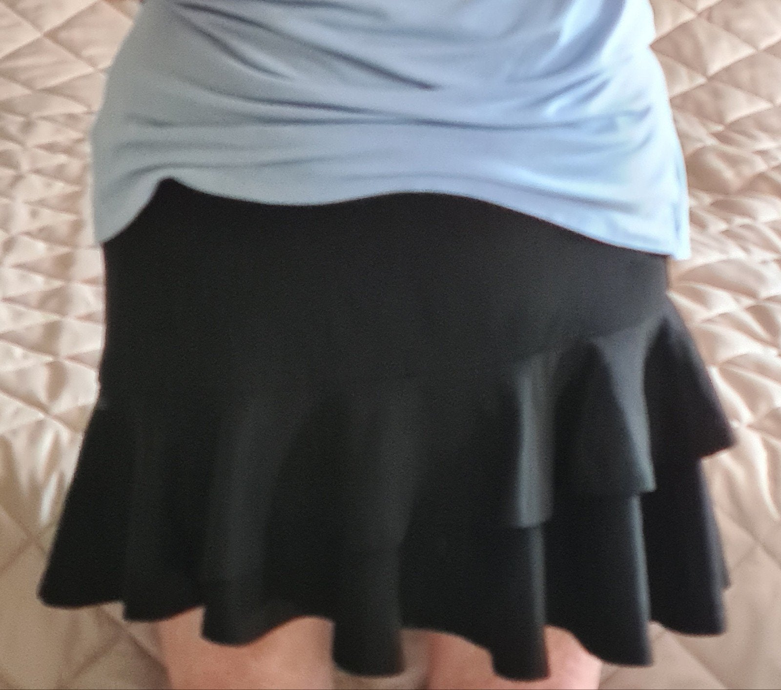 Kort zwierig stretch rokje, maat L, Ophalen of Verzenden, Zo goed als nieuw, Zwart, Boven de knie