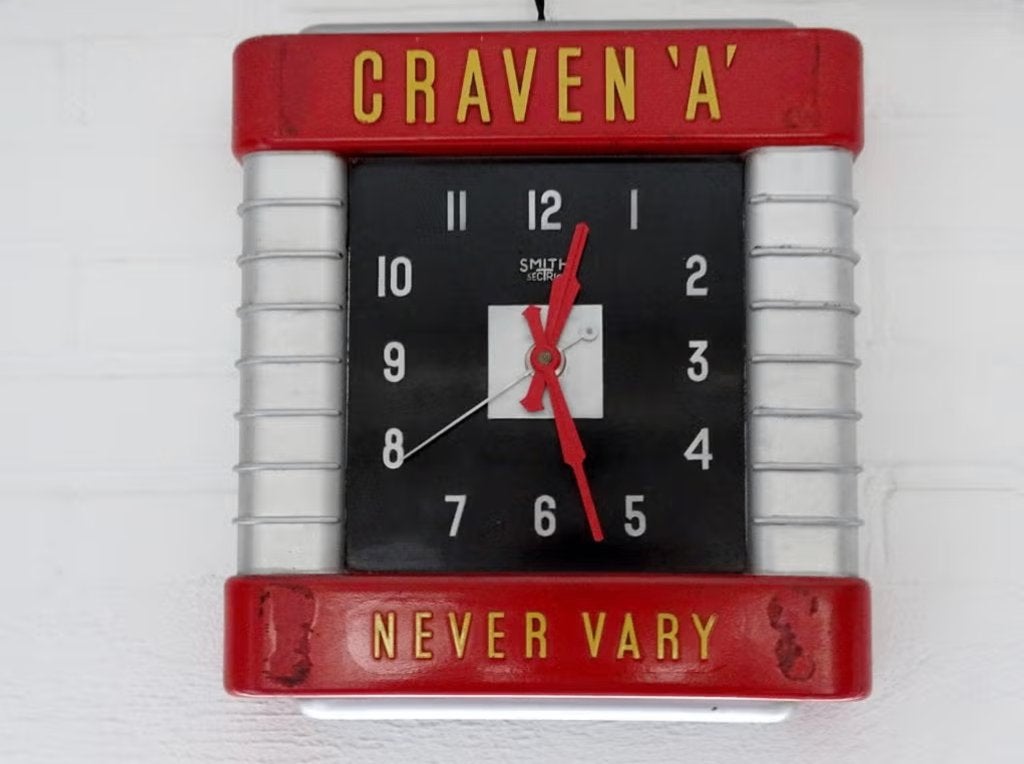 Vintage Bakelieten 'Craven A' Reclame Wandklok uit 1956, Verzenden