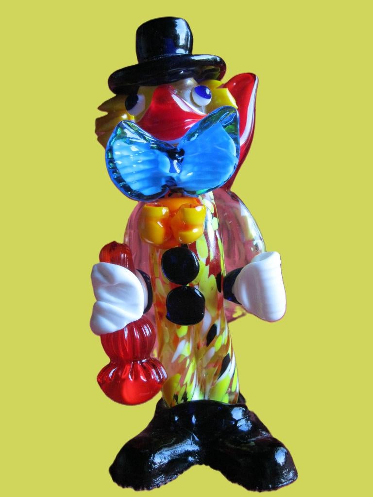 Murano, clown fles in hand (16cm hoogte)., Antiek en Kunst, Ophalen