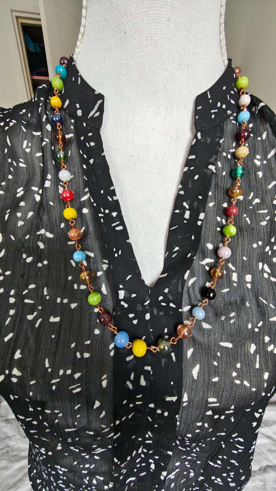 Unieke handgemaakte kwaliteits kralenketting uit India, Sieraden, Tassen en Uiterlijk, Ophalen of Verzenden, Nieuw, Overige kleuren