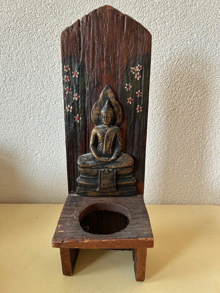 Handgesneden Houten Boeddha Altaar - Wierookhouder, Ophalen of Verzenden, Gebruikt