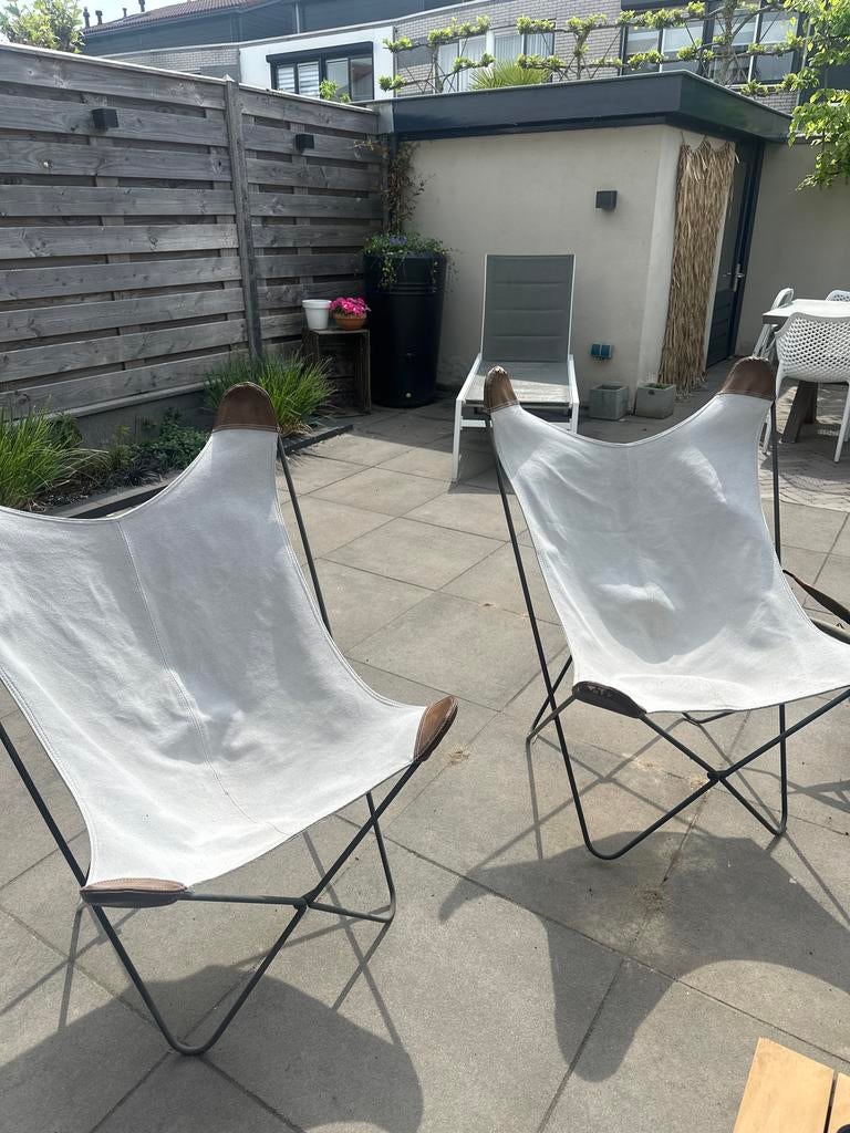 Set van 2 vlinderstoelen voor buiten, Ophalen, Gebruikt, Metaal