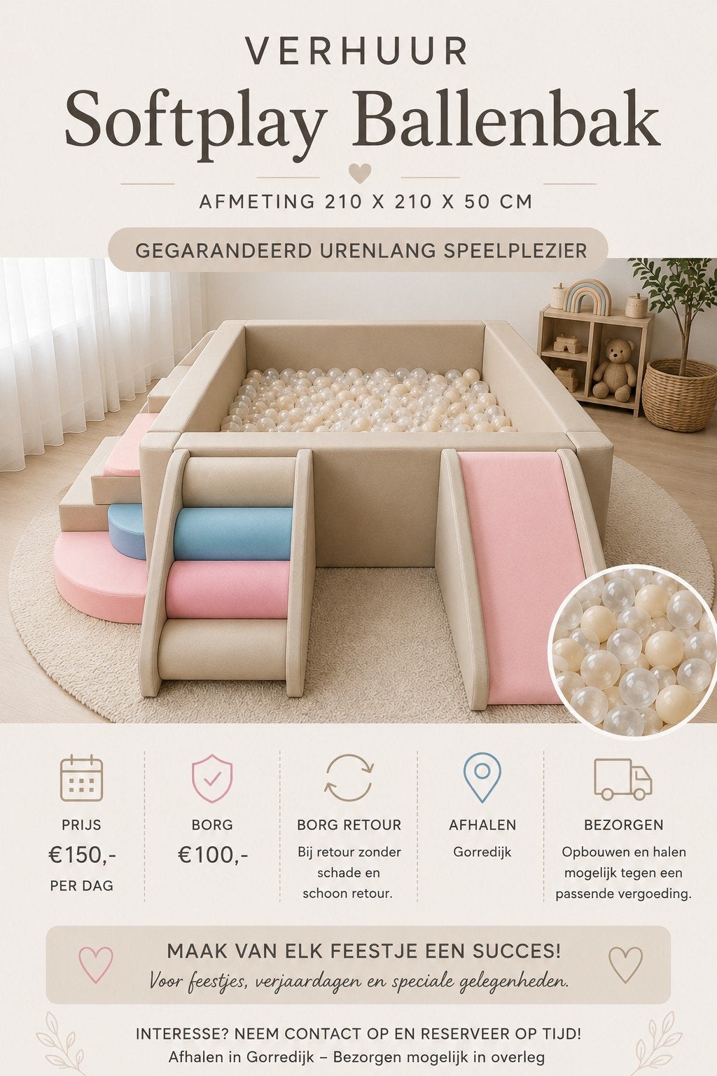 Verhuur softplay ballenbak met klim en glij toestellen., Ophalen, Nieuw, Overige