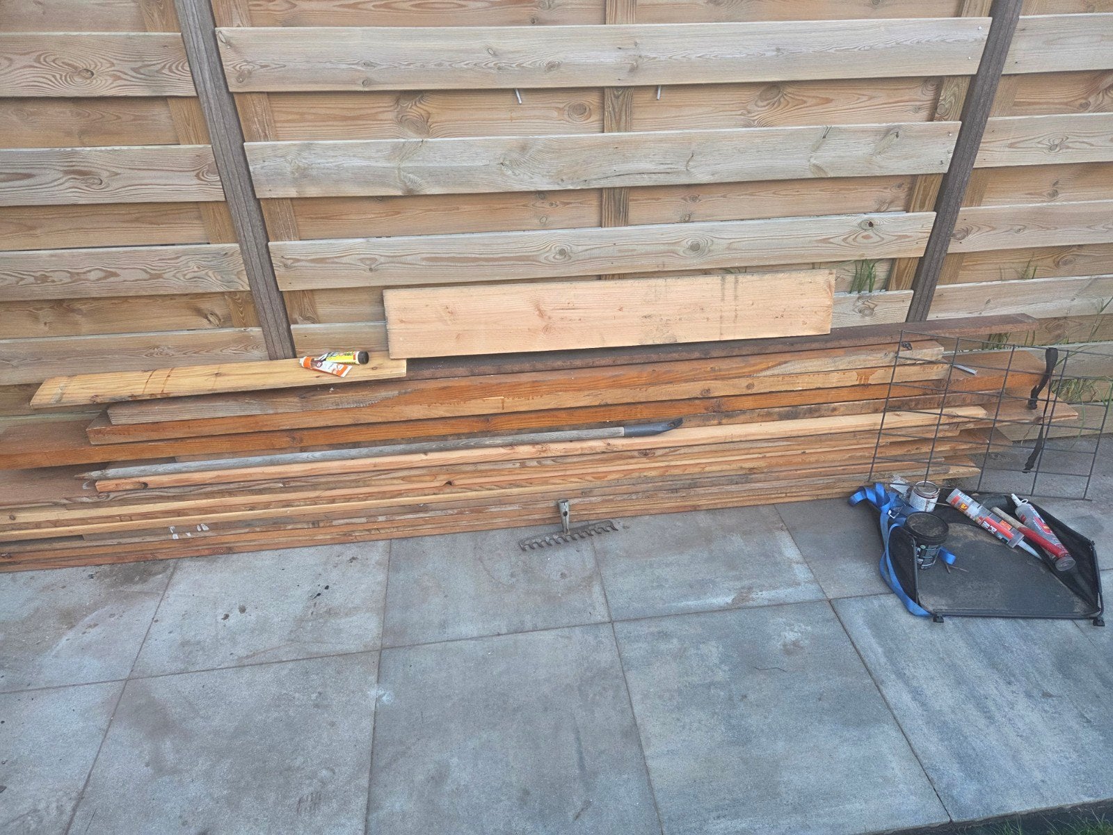 Douglas balken en staanders voor overkapping, Ophalen, Gebruikt, 250 cm of meer, Balken