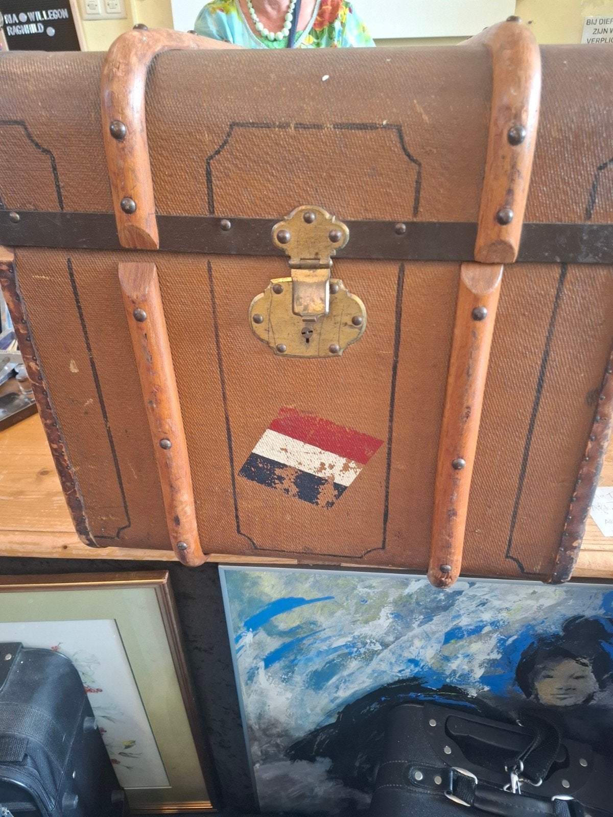 Antieke grote Hutkoffer, Antiek en Kunst, Ophalen
